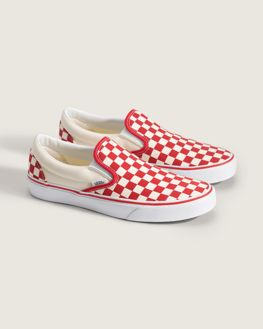 Classic Slip-On Checkerboard Shoe in Racing Red / White | Vans near me