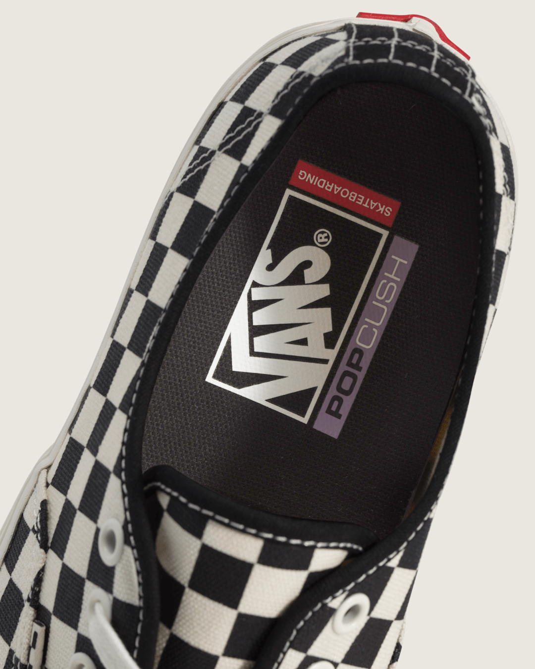 Skate Authentic Checkerboard Shoe in Black / Marshmallow White | Vans online