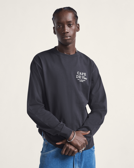 Cafe Vans Long Sleeve T-Shirt in Black | Vans online