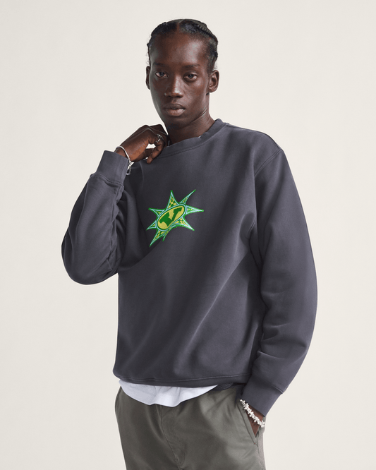 Star Checker Crew Sweatshirt in Black | Vans sale