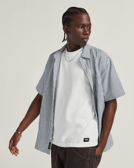 Lawson Stripe Button Up Shirt in White / Dress Blues | Vans sale