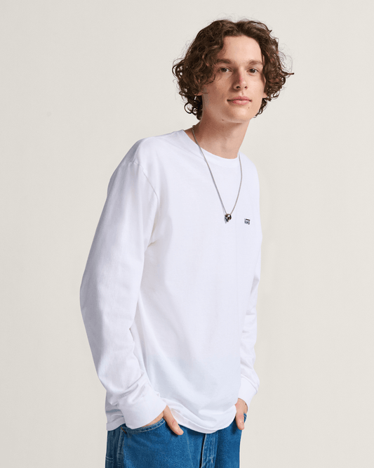 Left Chest Logo Long Sleeve T-Shirt in White / Black | Vans discount