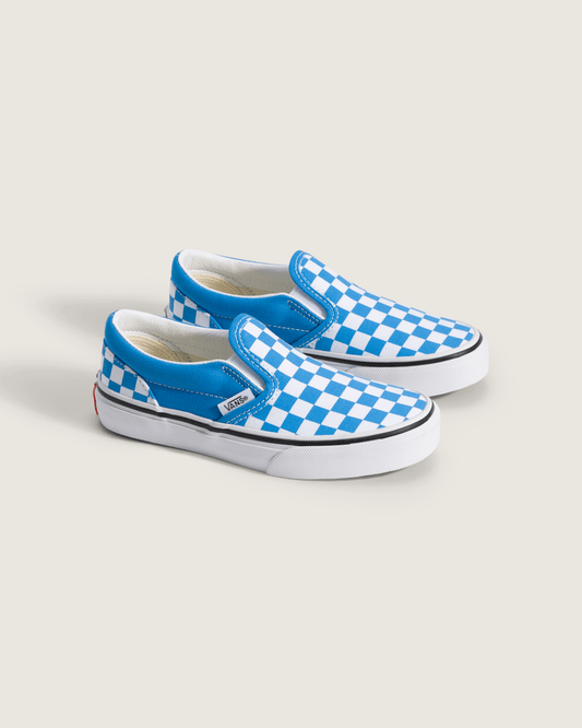 Little Kids Classic Slip-On Checkerboard Shoe in Checkerboard Bright Azure Blue | Vans on sale