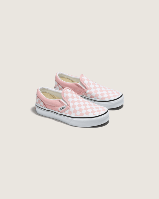 Kids Classic Checkerboard Slip-On Powder Pink/True White Shoes | Vans online
