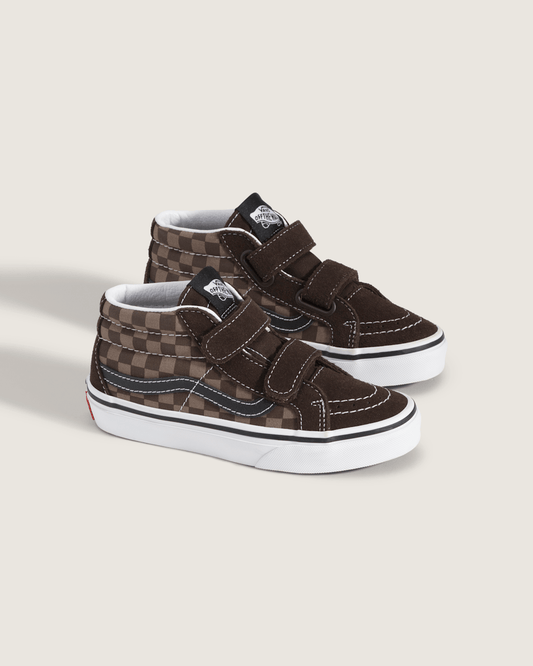 Little Kids' Sk8-Mid V Checkerboard Shoe in Checkerboard Brown | Vans outlet