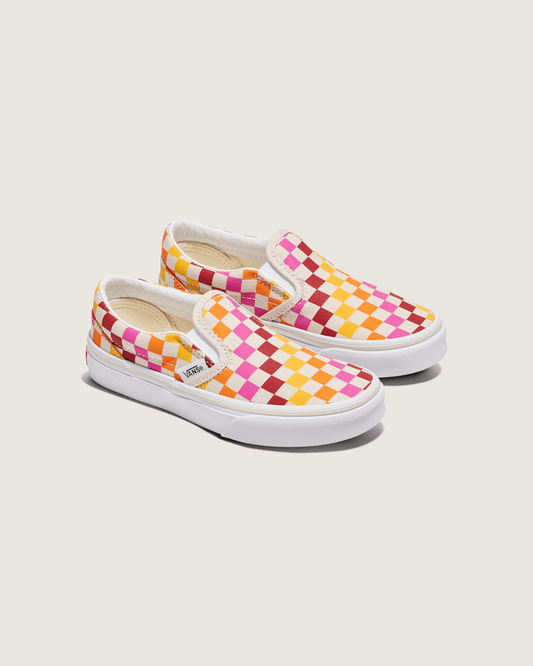Little Kids Classic Slip-On Checkerboard Shoe in Rainbow / Beige | Vans sale