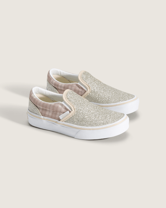 Little Kids Classic Slip-On Shoe in Glitter Plaid Incense | Vans near me