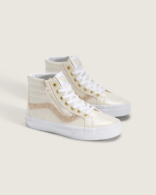 Little Kids SK8-Hi Side Zip Shoe in Dazzled Turtledove White | Vans on sale