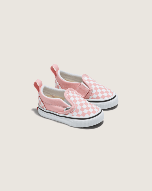 Toddler Slip-On V Checkerboard Powder Pink/True White Shoes | Vans outlet