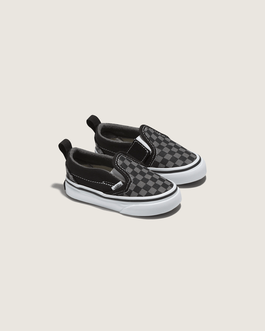 Toddler Classic Slip-On V Checkerboard Shoe in Checkerboard Black / Pewter Grey | Vans discount