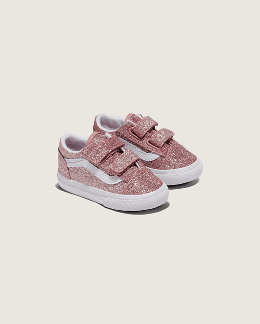 Toddler Old Skool V Shoe in Glitter Rose Gold Pink | Vans discount