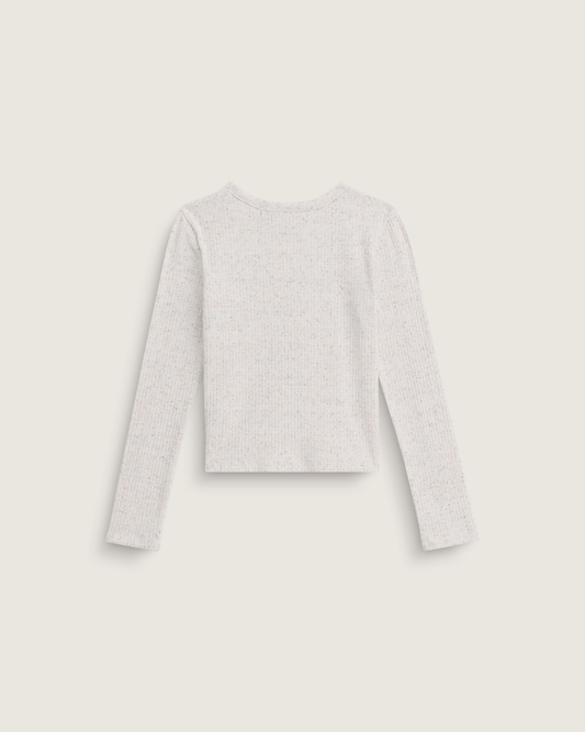 Kids Teri Confetti Rib Long Sleeve Shirt in Marshmallow White | Vans on sale
