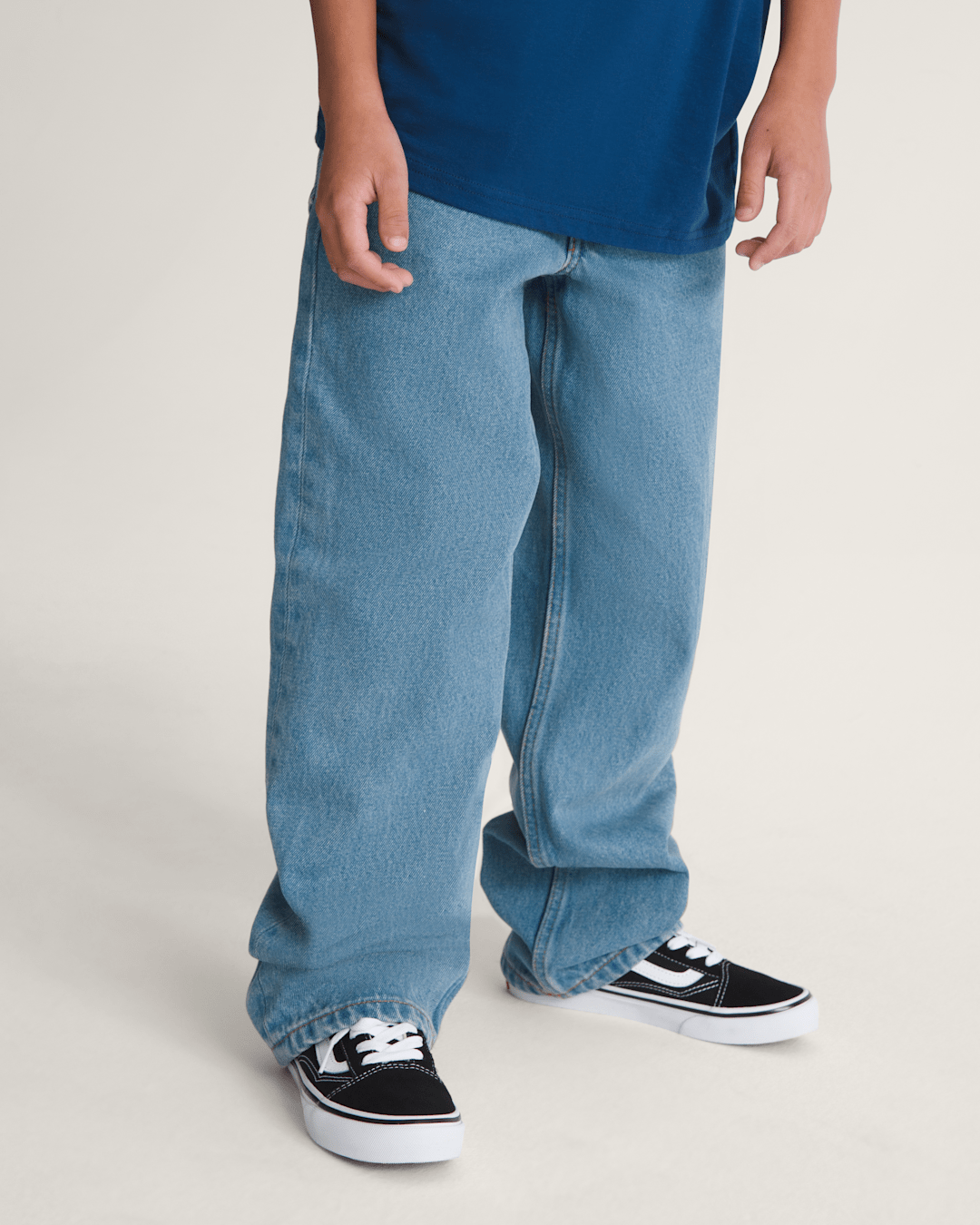 Kids Check-5 Loose Denim Pants in Stonewash Blue | Vans on sale