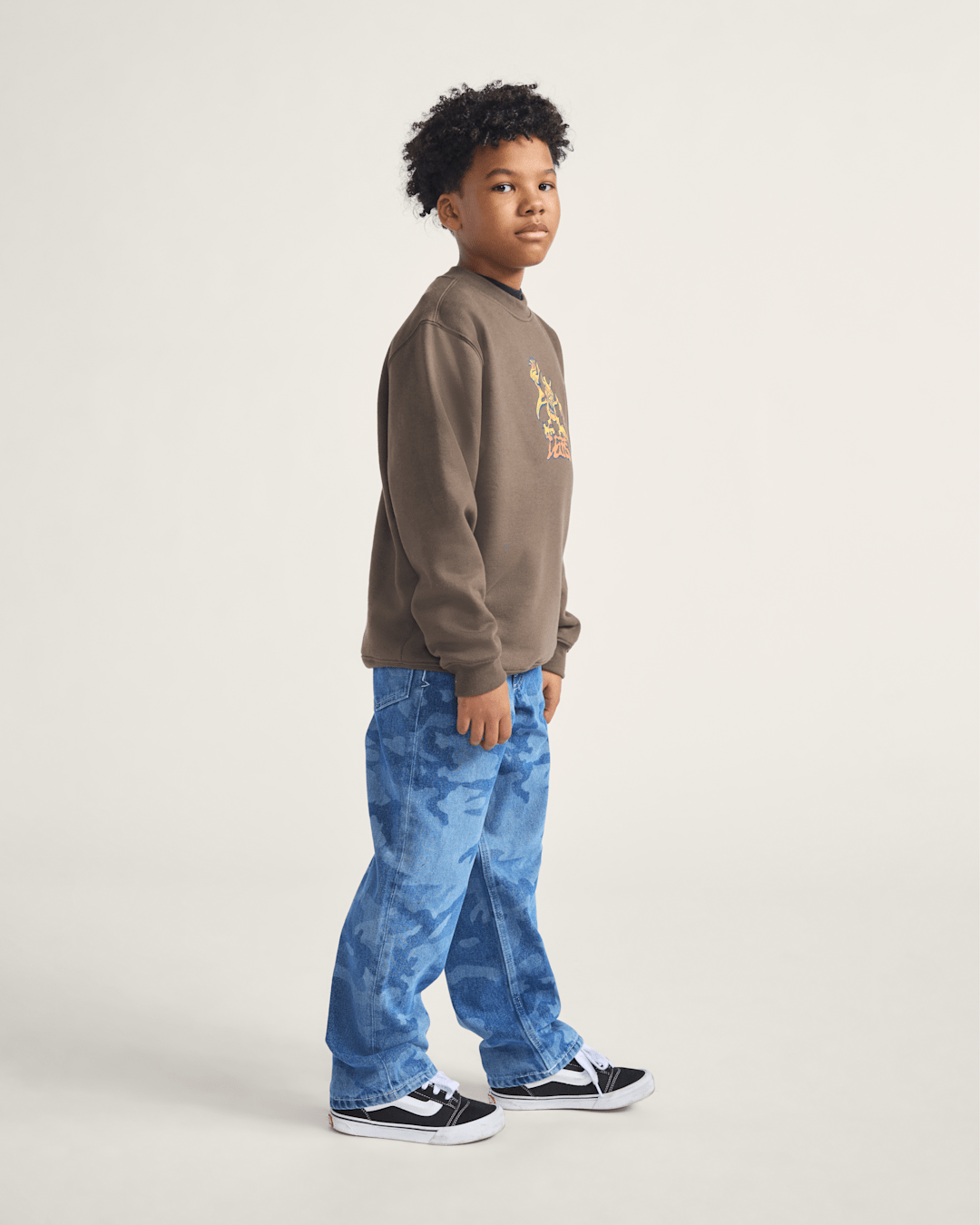 Kids Check-5 Loose Denim Pants in Stonewash Blue | Vans outlet