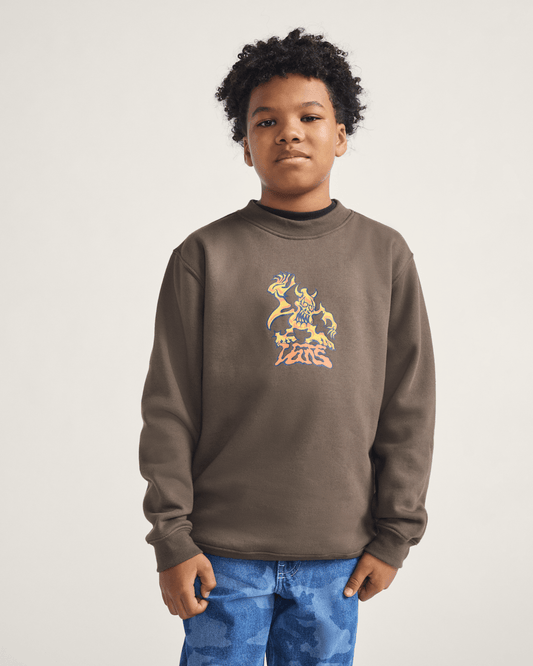 Kids Goblin Step Crew Sweatshirt in Coal Brown | Vans sale