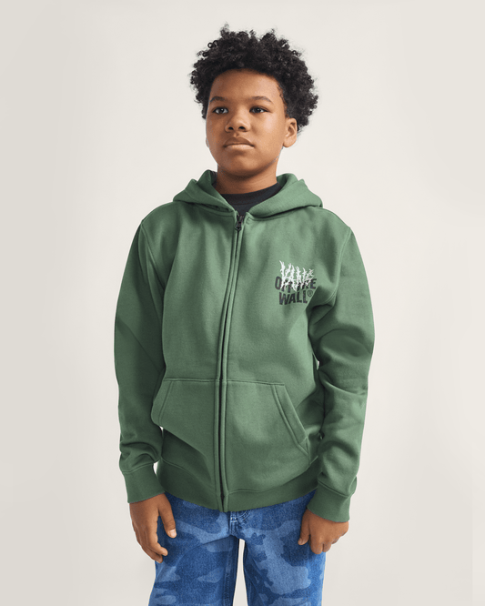 Kids Metal Wall Zip Hoodie in Pine Forest Green | Vans online