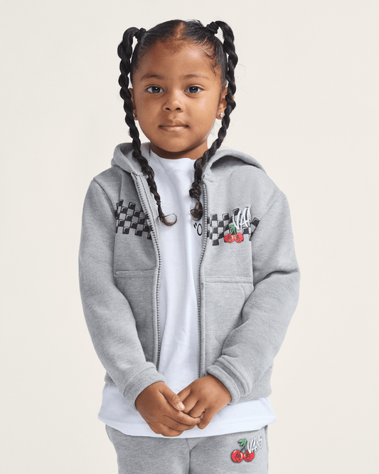 Little Kids Checker Cherries Pullover Hoodie in Cement Heather Grey | Vans sale