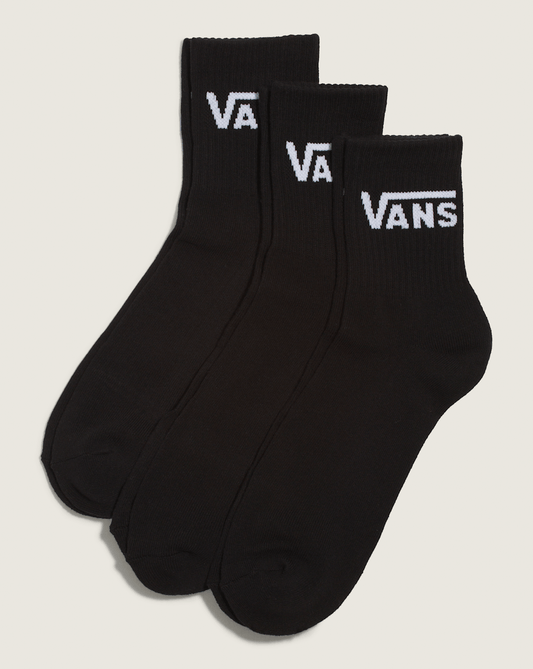 Classic Half Crew Socks 3-Pack in Black | Vans outlet