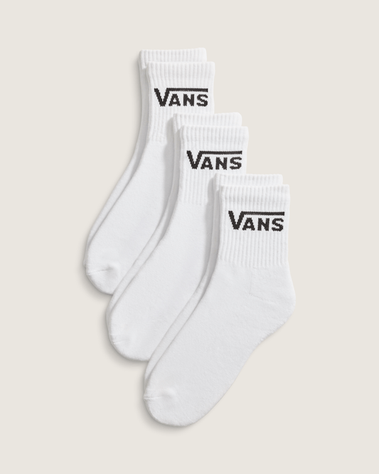 Classic Half Crew Socks 3-Pack in White | Vans outlet