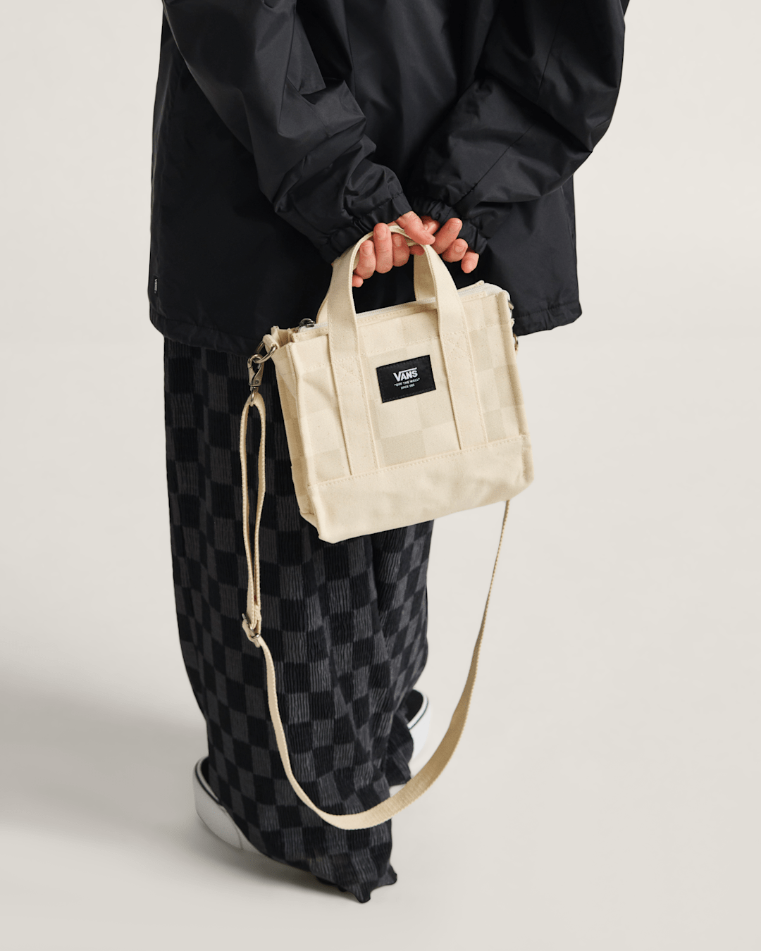 Lil Pergs Checkerboard Tote Bag in Oatmeal Beige | Vans near me