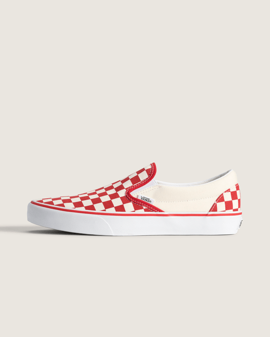 Classic Slip-On Checkerboard Shoe in Racing Red / White | Vans near me