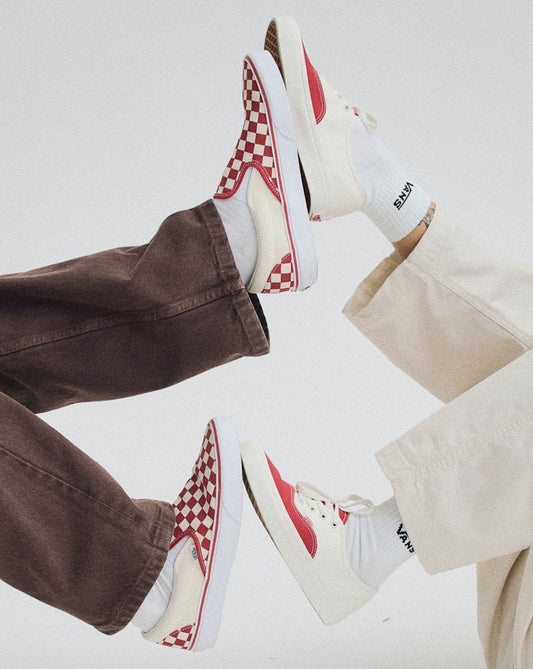 Game Day Classic Slip-On Checkerboard Shoe in Checkerboard Crimson Red / True White | Vans outlet