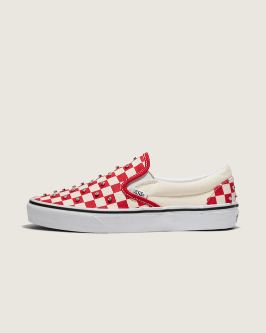 Classic Slip-On Checkerboard Shoe in Racing Red / White | Vans on sale