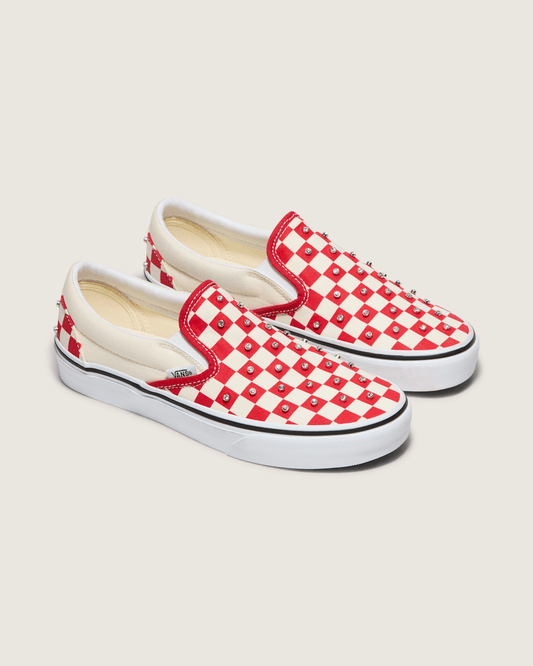 Classic Slip-On Checkerboard Shoe in Racing Red / White | Vans on sale