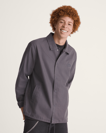 Torrey Pigment Canvas Coaches Jacket in Asphalt Grey | Vans on sale
