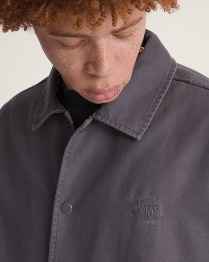 Torrey Pigment Canvas Coaches Jacket in Asphalt Grey | Vans on sale