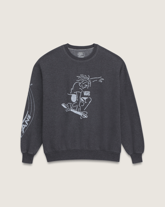 Waffle Shop Skate Crest Crewneck Sweatshirt in Charcoal Grey | Vans outlet