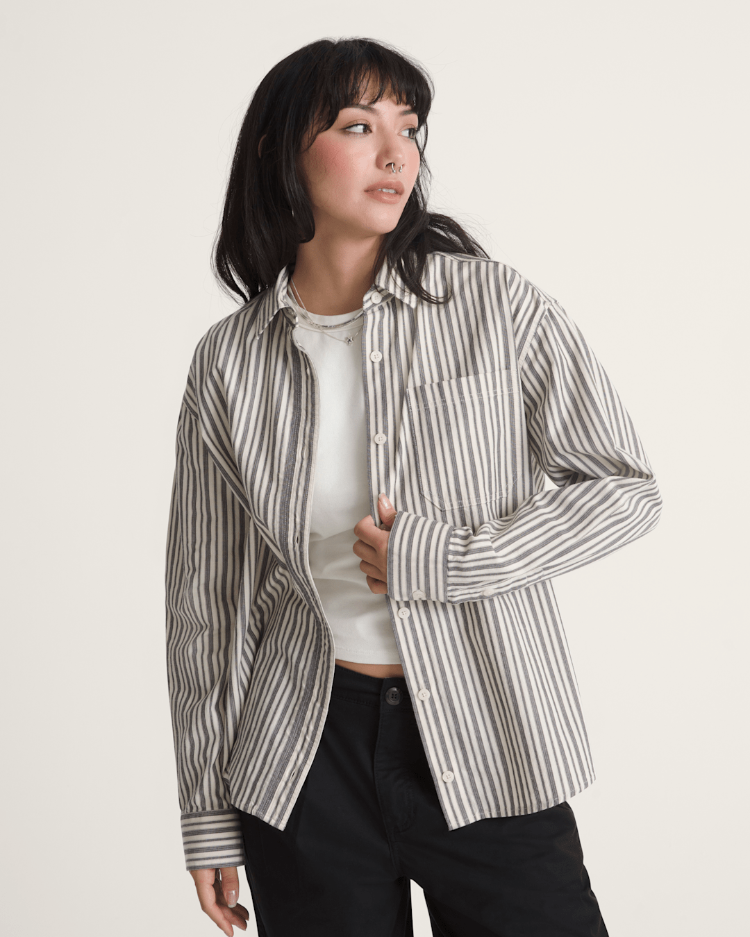 Utility Stripe Shirt in Black-White | Vans near me