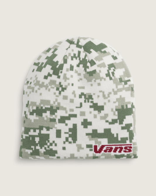 Vans Skull Beanie in Neutral Olive Green / Marshmallow White | Vans sale
