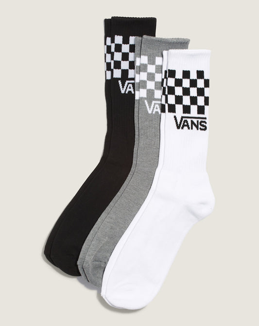 Classic Check Crew Socks 3-Pack in Checkerboard Black / White | Vans online