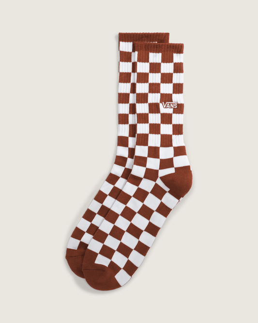 Checkerboard Crew Socks in Rust Bronze Brown | Vans sale