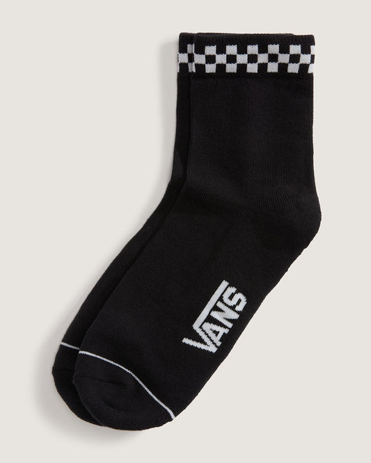 Peek-A-Check Half Crew Socks in Black | Vans sale