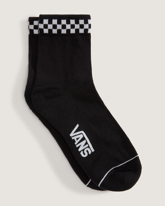 Peek-A-Check Half Crew Socks in Black | Vans sale