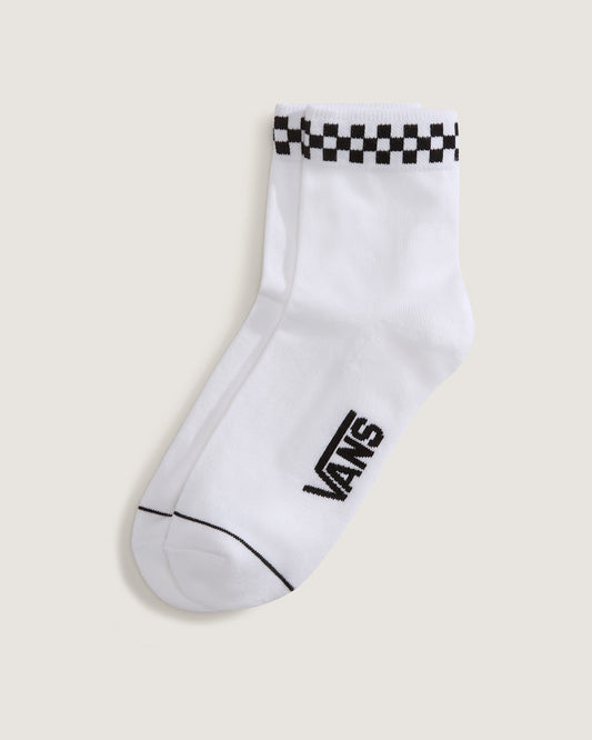 Peek-A-Check Half Crew Socks in White / Black | Vans on sale