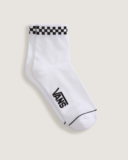 Peek-A-Check Half Crew Socks in White / Black | Vans on sale