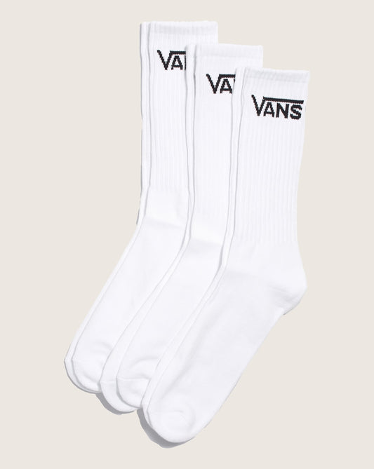 Kids Classic Crew Socks 3-Pack in White | Vans on sale