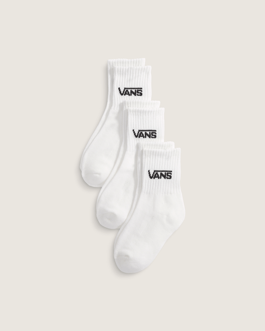 Kids Classic Crew Socks 3-Pack in White | Vans outlet