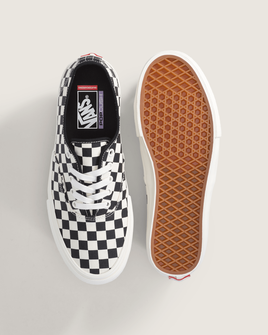 Skate Authentic Checkerboard Shoe in Black / Marshmallow White | Vans online