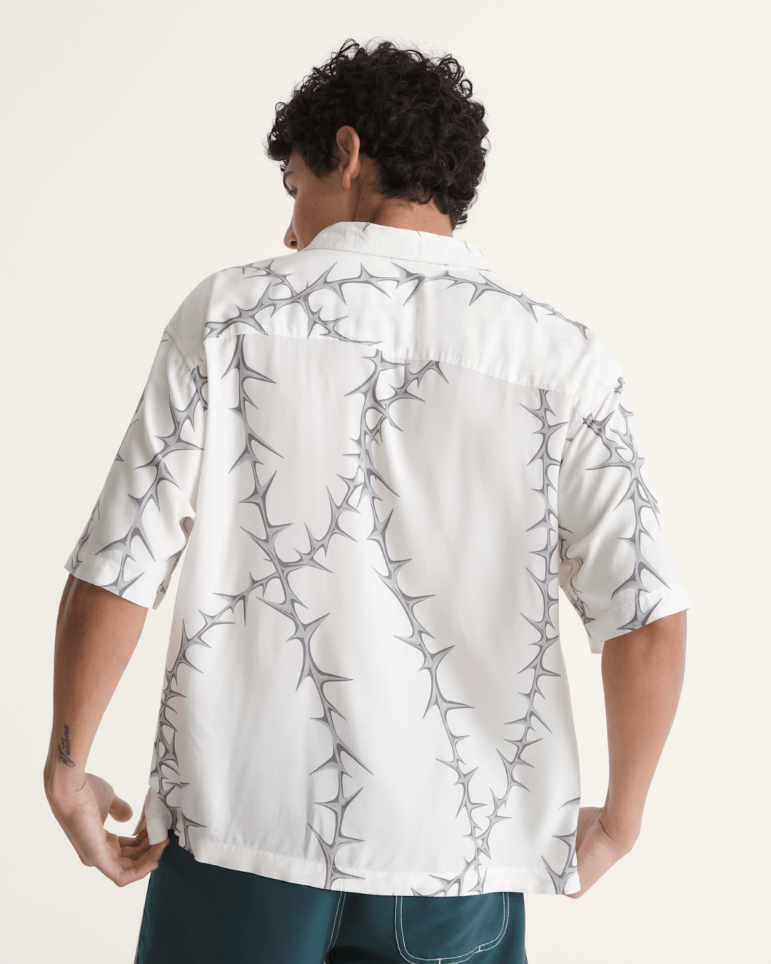 Van Doren Printed Camp Button Up Shirt in White | Vans near me