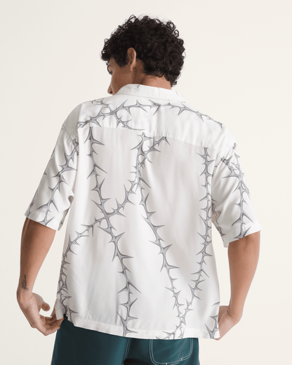 Van Doren Printed Camp Button Up Shirt in White | Vans near me