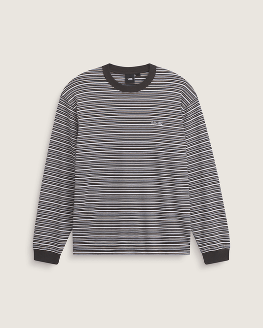 Wesley Stripe Long Sleeve Knit Shirt in Faded Black | Vans outlet