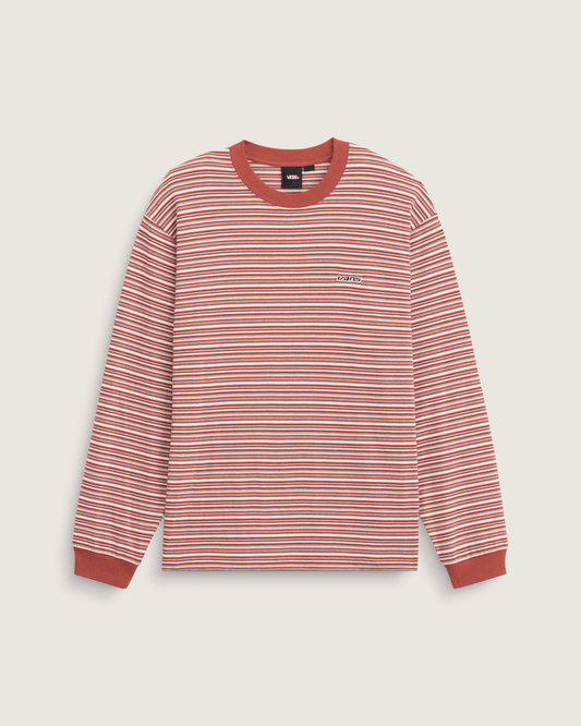 Wesley Stripe Long Sleeve Knit Shirt in Light Bronze Brown | Vans discount