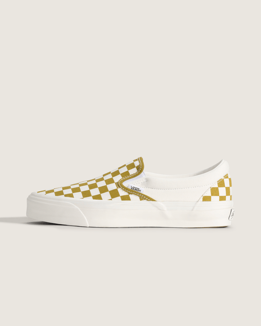 Premium Classic Slip-On Checkerboard Shoe in Checkerboard Burnt Gold Yellow | Vans near me