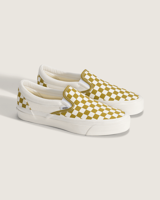 Premium Classic Slip-On Checkerboard Shoe in Checkerboard Burnt Gold Yellow | Vans near me