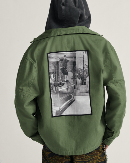 Skate Military Overshirt by Atiba Jefferson in Atiba Pine Forest Green | Vans on sale