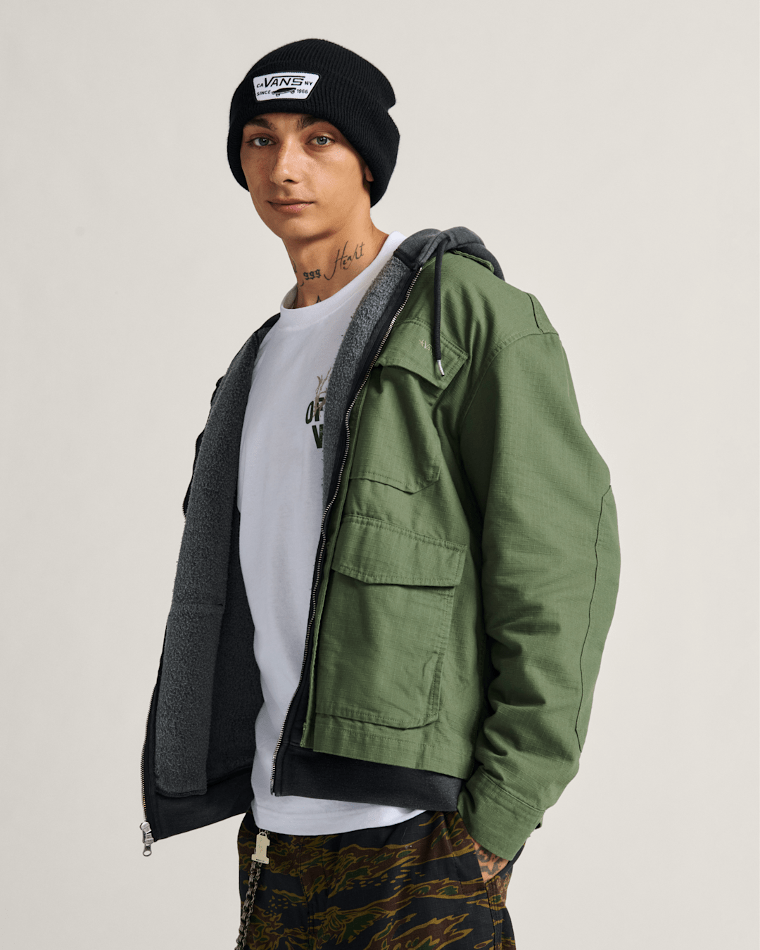 Skate Military Overshirt by Atiba Jefferson in Atiba Pine Forest Green | Vans on sale
